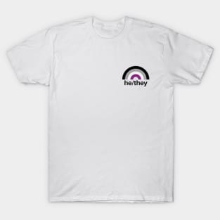 He/They Pronouns Asexual Rainbow T-Shirt